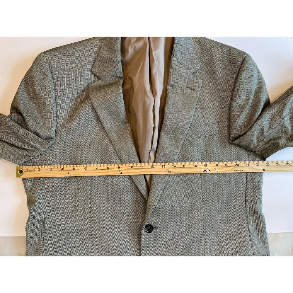 Lauren Ralph Lauren Blazer Men‎ 42L Grey Silk Wool Herringbone Sport Coat